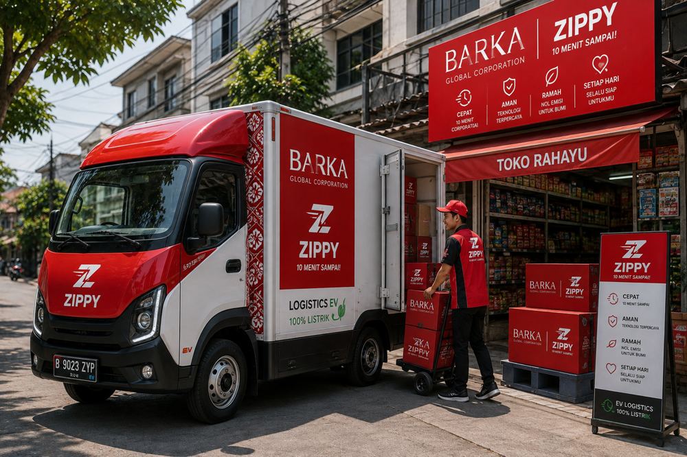 ZIPPY electric logistics truck delivering to a warung